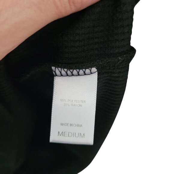 The Original Muk Luks Long Sleeve Waffle Knit Top Womens Size M Black Soft Cozy - Picture 4 of 5